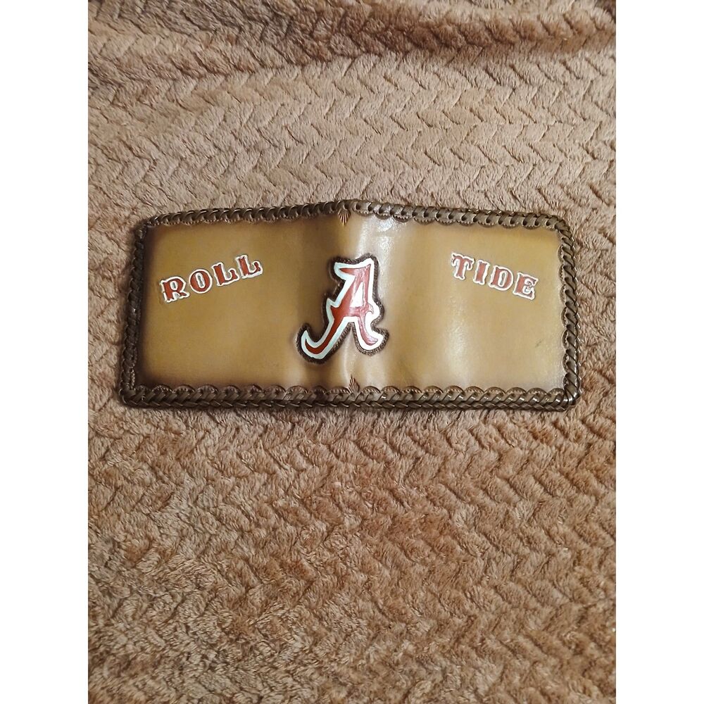 Alabama Crimson Tide Roll Tide Handmade Leather Bifold Wallet New Unused